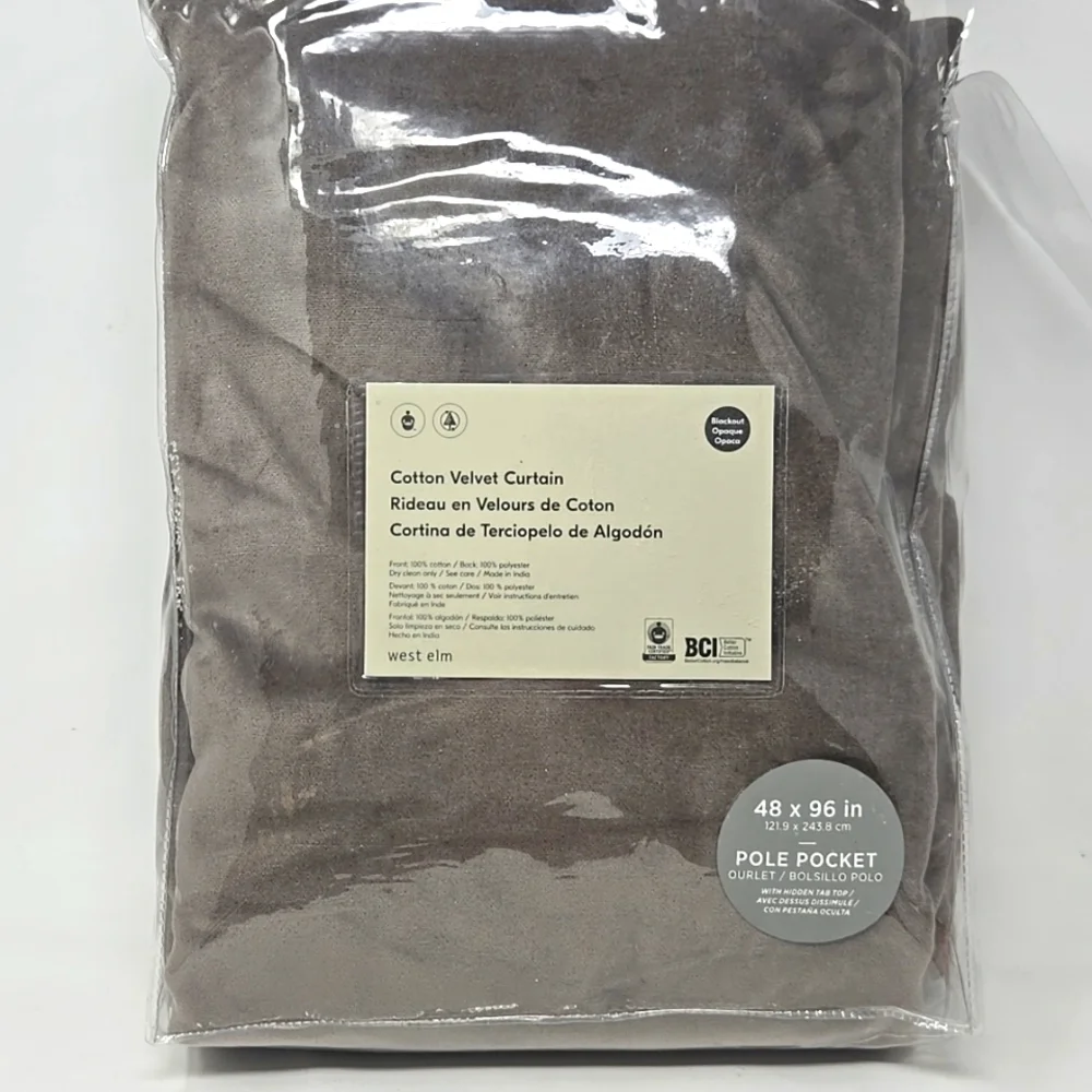 West Elm Cotton Velvet Curtain Blackout Brand New